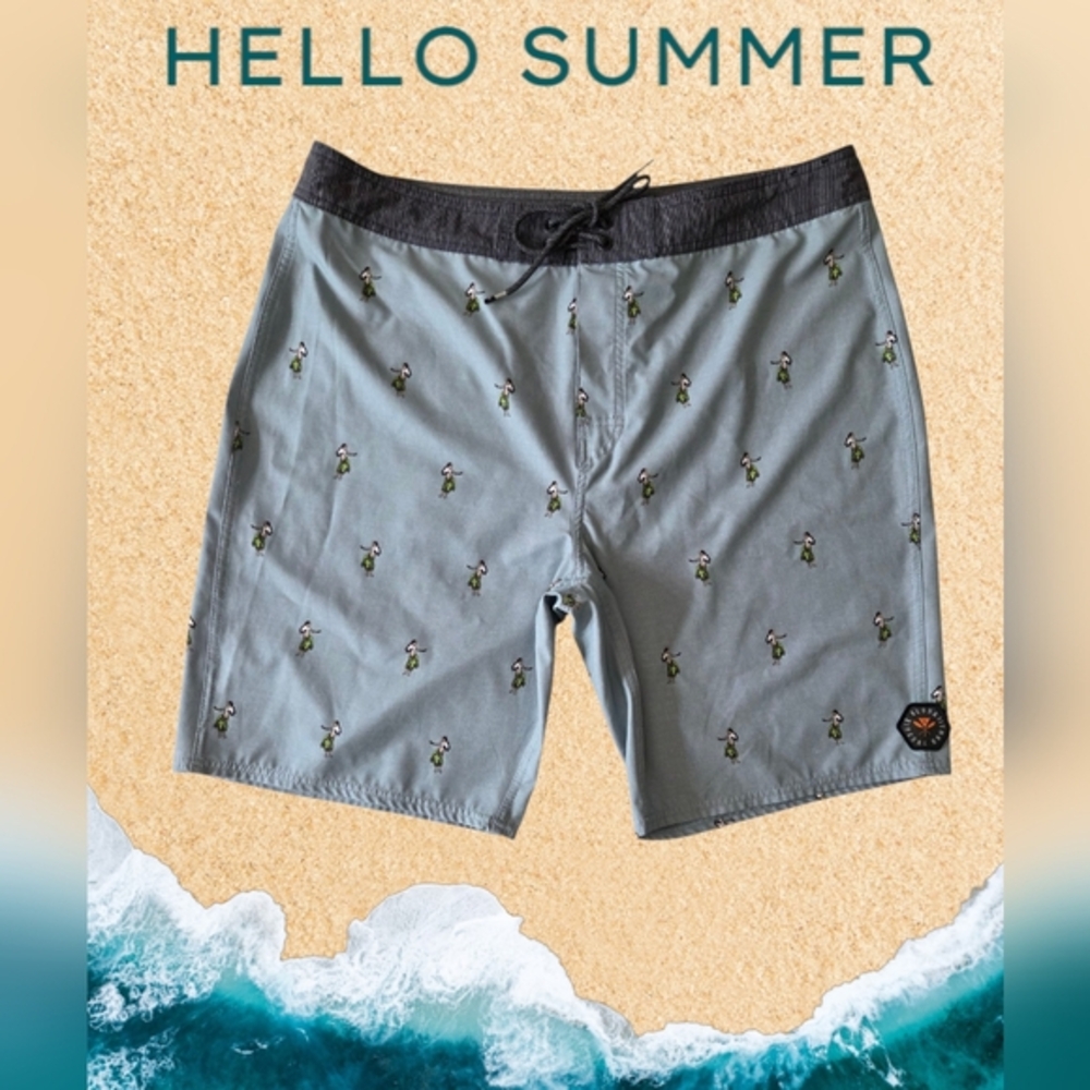 RIP CURL MIRAGE Swin Men's Short Light Blue Gray Board with Pattern-Sz 36 - Picture 8 of 15